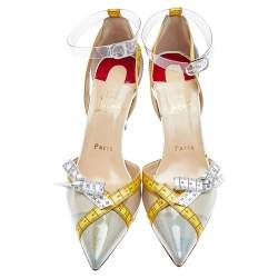 Christian Louboutin Multicolor Tape Trimmed PVC Metri Pumps Size 38