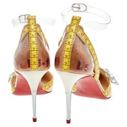 Pre Owned Christian Louboutin Multicolor Tape Trimmed PVC Metri Pumps Size 38