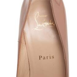 Pre Owned Christian Louboutin Beige Patent Leather So Kate Pointed Toe Pumps Size 38.5