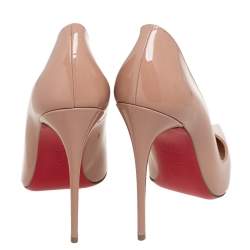 Pre Owned Christian Louboutin Beige Patent Leather So Kate Pointed Toe Pumps Size 38.5