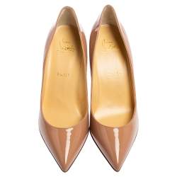 Pre Owned Christian Louboutin Nude Pink Patent Leather Pigalle Pumps Size 39