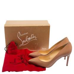 Pre Owned Christian Louboutin Beige Leather Pigalle Pumps Size 39.5