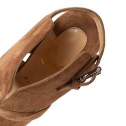Pre Owned Christian Louboutin Tan Suede Apron Lily Slingback Sandals Size 37