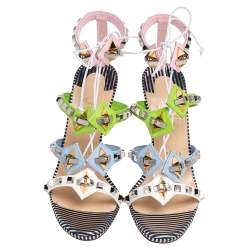 Pre Owned صندل كريستيان لوبوتان جلد متعدد الألوان مالتيبلاتيكول مزخرف مقاس 38.5