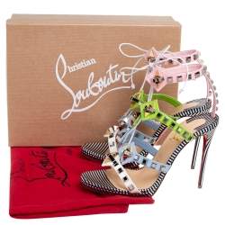 Pre Owned صندل كريستيان لوبوتان جلد متعدد الألوان مالتيبلاتيكول مزخرف مقاس 38.5