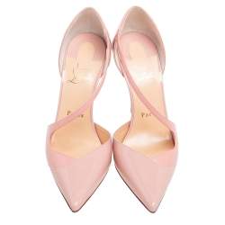 Pre Owned Christian Louboutin Pink Patent Leather Round Pumps Size 37
