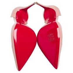 Pre Owned Christian Louboutin Pink Patent Leather Round Pumps Size 37