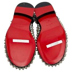 Pre Owned Christian Louboutin Black Leather Freddy Spike Lace Up Oxfords Size 36