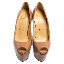 مملوكة مسبقًا Christian Louboutin Beige Patent Leather Highness Pumps Size 34