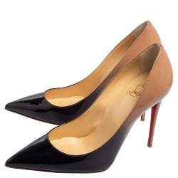 Pre Owned Christian Louboutin Ombre Beige/Black Patent Leather So Kate Pumps Size 36