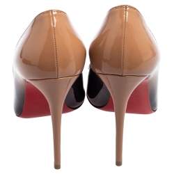 Pre Owned Christian Louboutin Ombre Beige/Black Patent Leather So Kate Pumps Size 36