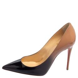 Pre Owned Christian Louboutin Ombre Beige/Black Patent Leather So Kate Pumps Size 36