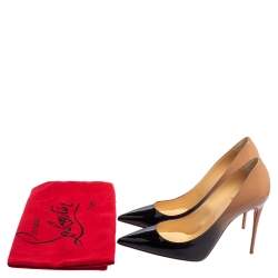 Pre Owned Christian Louboutin Ombre Beige/Black Patent Leather So Kate Pumps Size 36