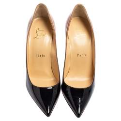 Pre Owned Christian Louboutin Ombre Beige/Black Patent Leather So Kate Pumps Size 36