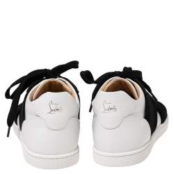 Pre Owned Christian Louboutin Black/White Leather Elastikid Donna Sneakers Size 38