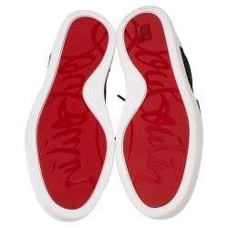 Pre Owned Christian Louboutin Black/White Leather Elastikid Donna Sneakers Size 38