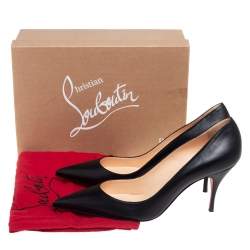 Pre Owned Christian Louboutin Black Leather Clare Pointed Toe Pumps Size 40