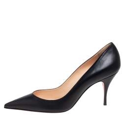Pre Owned Christian Louboutin Black Leather Clare Pointed Toe Pumps Size 40