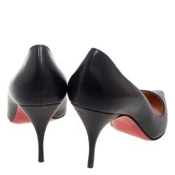 Pre Owned Christian Louboutin Black Leather Clare Pointed Toe Pumps Size 40