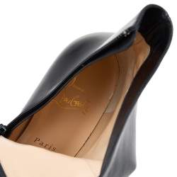 Pre Owned Christian Louboutin Black Leather Calamijane Pointed Toe Ankle Length Boots Size 37.5