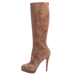 Pre Owned حذاء بوت للركبه كريستيان لوبوتان بوتاليلي سويدي بني مقاس 38.5