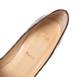 Pre Owned Christian Louboutin Beige/Brown Leopard Print Patent Leather So Kate Pumps Size 40