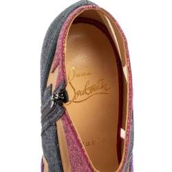 Christian Louboutin Mutlicolor Glitter Ziggy Peep Toe Booties Size 37