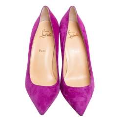 Pre Owned حذاء كعب عالي كريستيان لوبوتان كات سويدي أرجواني مقاس 41