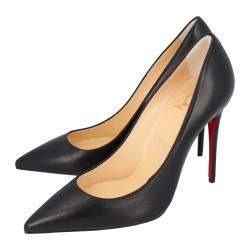 Pre Owned Christian Louboutin Black Nappa Leather 100mm Kate Pumps EU 39