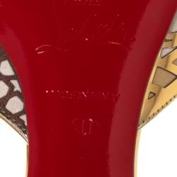 مملوكة مسبقًا Christian Louboutin Multicolor Laser Cut Leather and Suede Royal Mansour Pointed-Toe Flat Mules Size 40