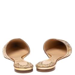 مملوكة مسبقًا Christian Louboutin Multicolor Laser Cut Leather and Suede Royal Mansour Pointed-Toe Flat Mules Size 40