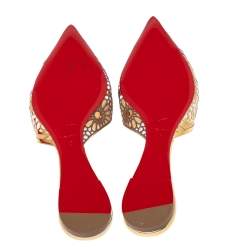 مملوكة مسبقًا Christian Louboutin Multicolor Laser Cut Leather and Suede Royal Mansour Pointed-Toe Flat Mules Size 40