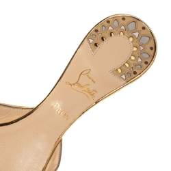 مملوكة مسبقًا Christian Louboutin Multicolor Laser Cut Leather and Suede Royal Mansour Pointed-Toe Flat Mules Size 40