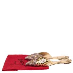 مملوكة مسبقًا Christian Louboutin Multicolor Laser Cut Leather and Suede Royal Mansour Pointed-Toe Flat Mules Size 40