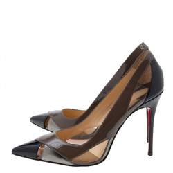 Pre Owned Christian Louboutin Multicolor Patent Leather and PVC Galata Pumps Size 38
