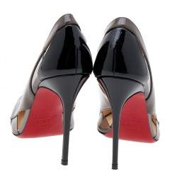 Pre Owned Christian Louboutin Multicolor Patent Leather and PVC Galata Pumps Size 38