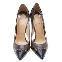 Pre Owned Christian Louboutin Multicolor Patent Leather and PVC Galata Pumps Size 38