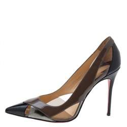 Pre Owned Christian Louboutin Multicolor Patent Leather and PVC Galata Pumps Size 38
