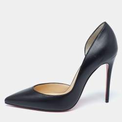 Pre Owned Christian Louboutin Black Leather Iriza D'orsay Pumps Size 36.5
