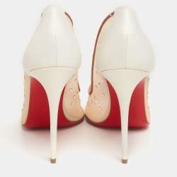 Pre Owned Christian Louboutin Beige Mesh Follies Strass Pumps Size 40