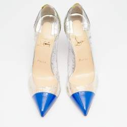 Pre Owned Christian Louboutin Multicolor PVC, Snakeskin And Patent Leather Pointed Toe Pumps Size 36