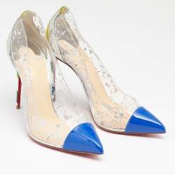 Pre Owned Christian Louboutin Multicolor PVC, Snakeskin And Patent Leather Pointed Toe Pumps Size 36