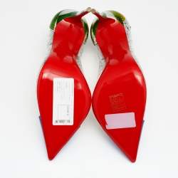 Pre Owned Christian Louboutin Multicolor PVC, Snakeskin And Patent Leather Pointed Toe Pumps Size 36