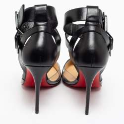 Pre Owned Christian Louboutin Black Leather and PVC Multimiss Pumps Size 36.5