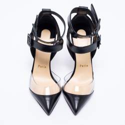 Pre Owned Christian Louboutin Black Leather and PVC Multimiss Pumps Size 36.5