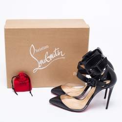 Pre Owned Christian Louboutin Black Leather and PVC Multimiss Pumps Size 36.5