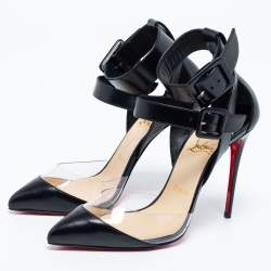 Pre Owned Christian Louboutin Black Leather and PVC Multimiss Pumps Size 36.5