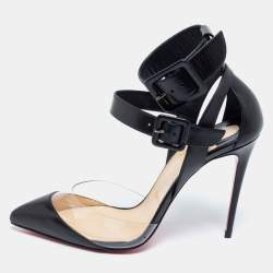 Pre Owned Christian Louboutin Black Leather and PVC Multimiss Pumps Size 36.5