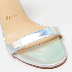 Christian Louboutin Multicolor Iridescent Leather and PVC Ankle-Strap Sandals Size 39