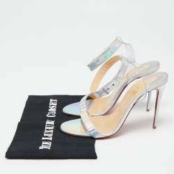 Christian Louboutin Multicolor Iridescent Leather and PVC Ankle-Strap Sandals Size 39